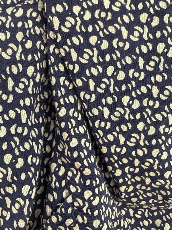 Emily and fin 100% cotton Navy and tan abstract dot print mini dress size XS - Image 4