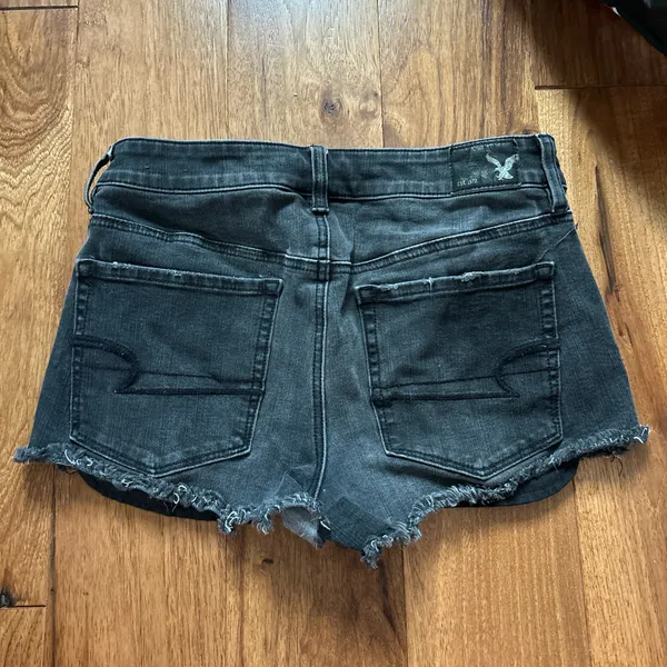 American Eagle Outfitters Jean Shorts Black High-Rise - Image 2