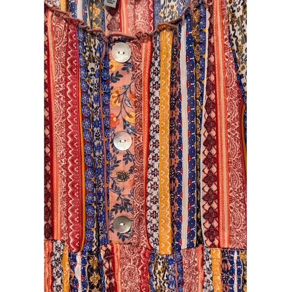 Figueroa & Flower Midi Dress Sz XL Smocked Tiered Floral Striped Boho Peasant - Image 8
