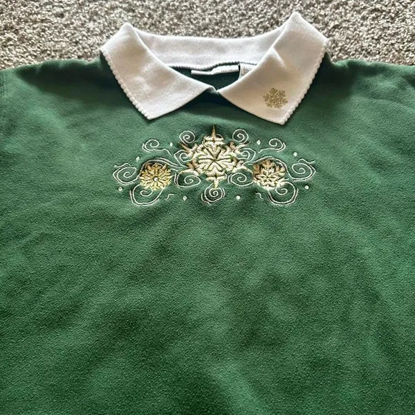 Vintage Hasting-smith Women's Holidays Christmas Green Sweatshirt - Image 4
