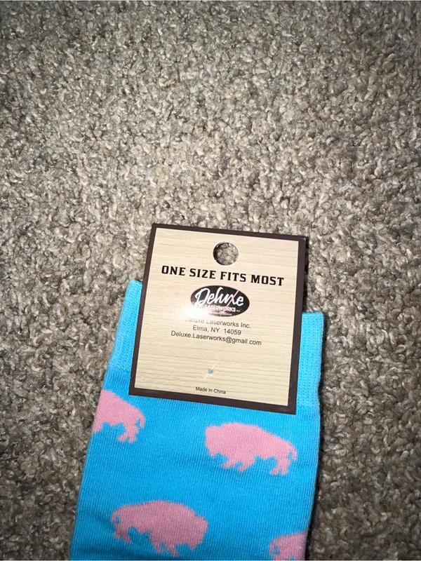 Blue & Pink Novelty Buffalo Socks - Image 2