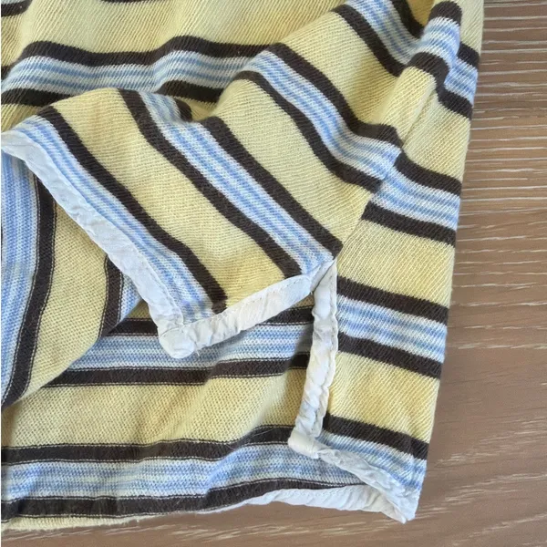We The Free Striped Tee Rugby Size XS Lemon Brown Blue White - Image 5