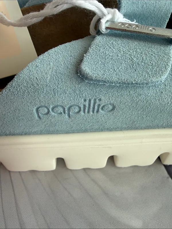 Papillio by Birkenstock Arizona Papillio Chunky Slide in Mineral Blue - Image 6