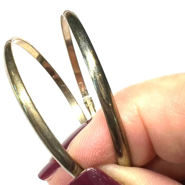 Hoops Gold Tone 2" inch Earring Pierced Hinged Minimalist - Image 4