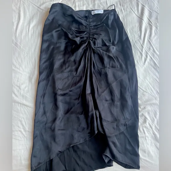 Mango Black Satin Midi Skirt - Image 4