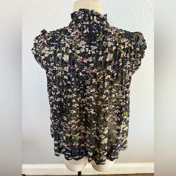 Ganni‎ Georgette Sleeveless Floral Blouse FR Size 34 - Image 4