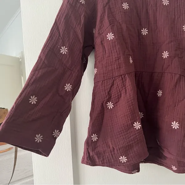 Madewell Embroidered Lightspun Peplum Gauze Open-Back Top in Vintage mulberry - Image 6