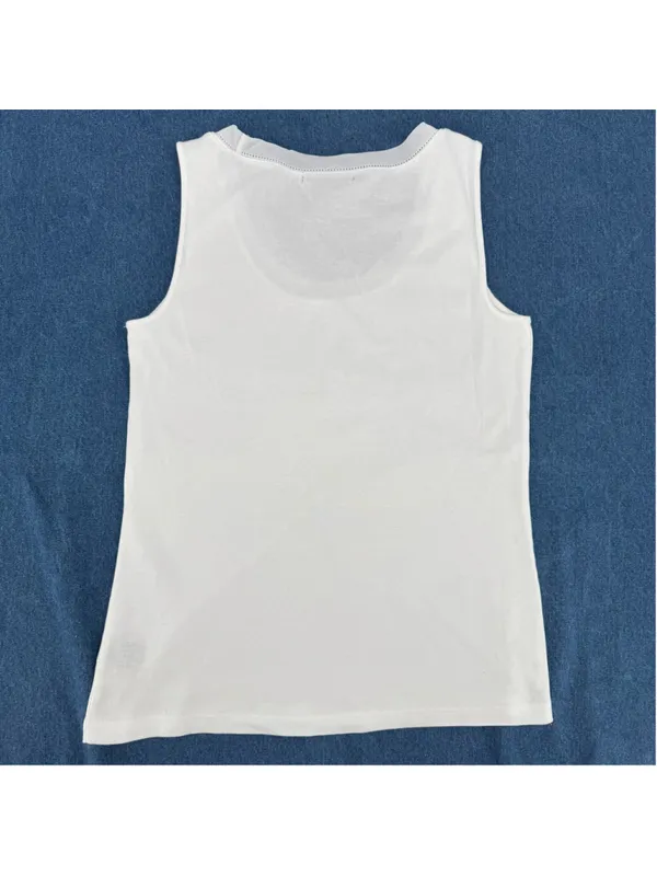 Lauren Ralph Lauren White Cardigan & Tank Top Set Linen Cotton Ribbon Trim Med - Image 7