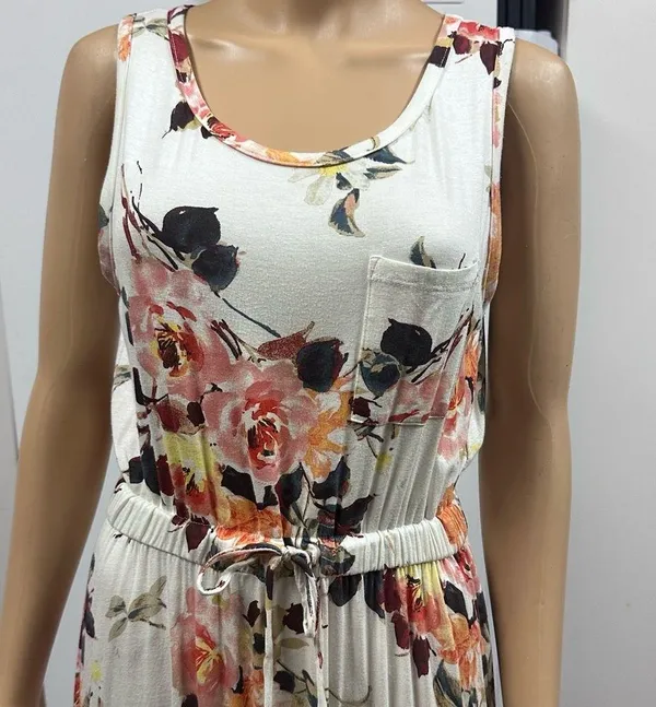 12 PM Mon Ami Feminine Floral Maxi Dress Chest Pocket and Tie Waist USA Medium - Image 12