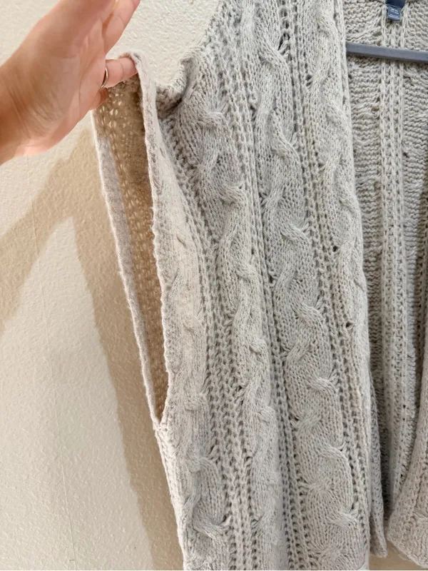 Aerie One Size Cream Cable Knit Open Front Cardigan Oversized Boho Sweater - Image 8