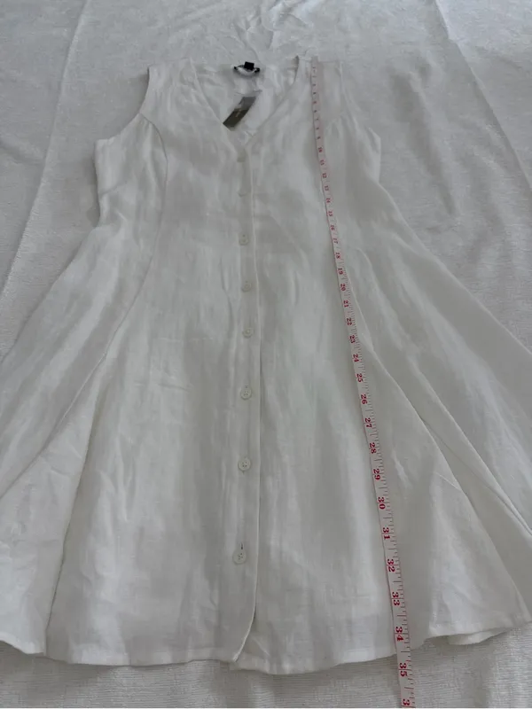 NWT J.Crew White 100% Linen Button Front Fit & Flare Dress Size 6 - Image 9