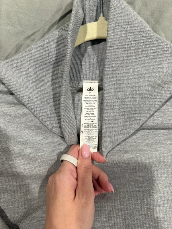 Alo Mock Neck Yoga Grey Sweater M - Image 2