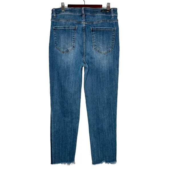 Risen Jeans High Rise Cropped Straight Leg Raw Hem Denim Size 30/11 - Image 3