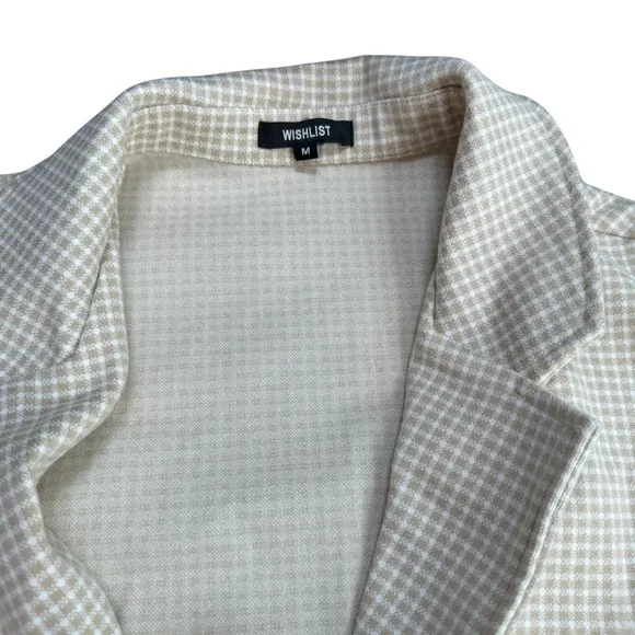Wishlist‎ Size M Matching Blazer & Short Set Tan Cream Checkered Neutral Office - Image 3