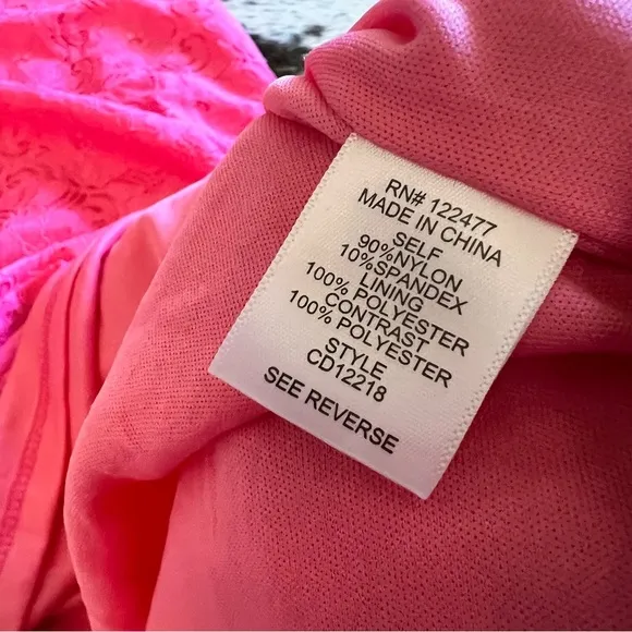 NSR Hot Pink Lace Midi Dress Sleeveless Lined Size‎ L NWOT - Image 12