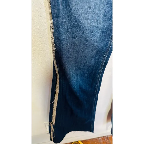 ARIAT R.E.A.L. Denim Dark Wash Silver Fringe Accent Side High Rise Flare Jeans - Image 8