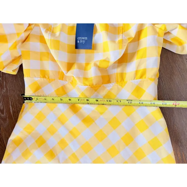 Crown‎ & Ivy Gingham Maxi Dress Womens Yellow Size 8 NWT - Image 6