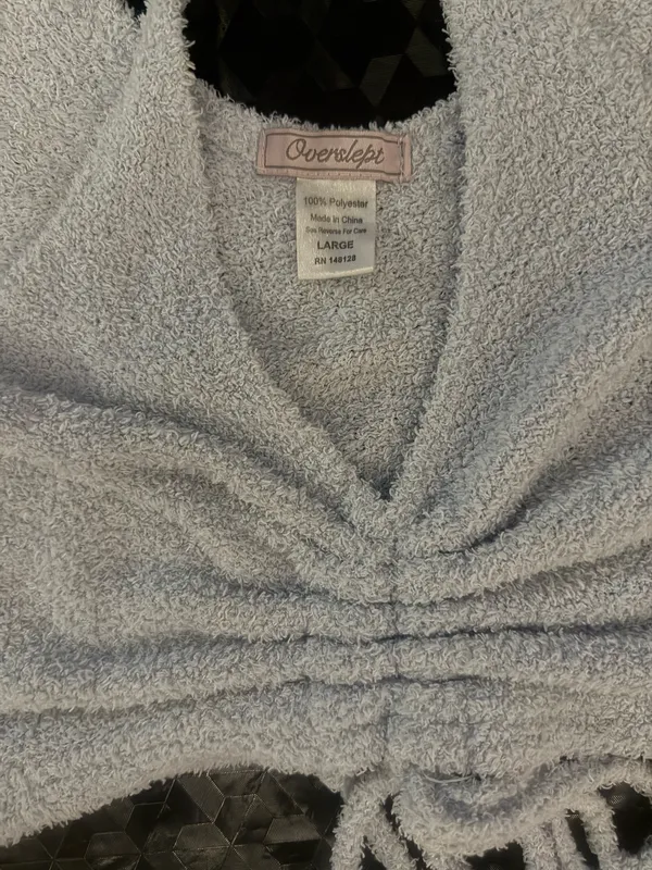 Light Baby Blue Fuzzy Crop Top & Shorts Matching Sleep Set - Women Intimates - Image 2