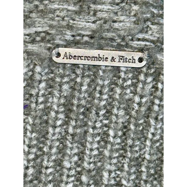 Abercrombie & Fitch Gray Wool Knit Open Front Long Sleeve Cardigan Sweater Sz L - Image 6
