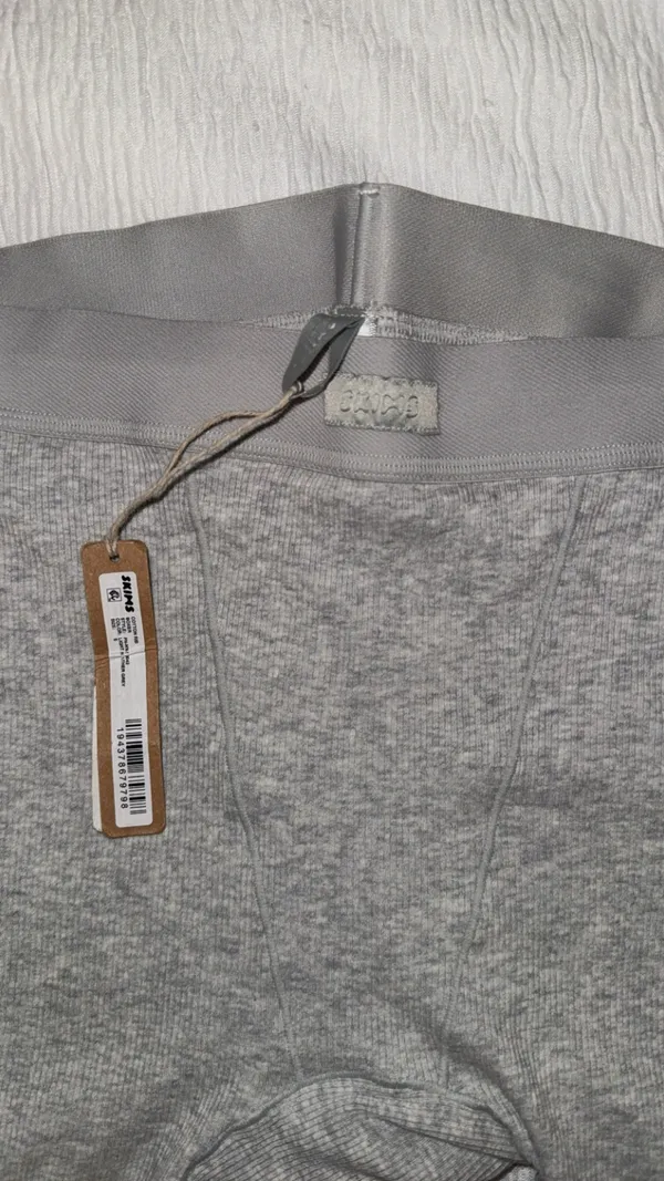 SKIMS Boxer Shorts Light Heather Grey Cotton Rib - Image 2