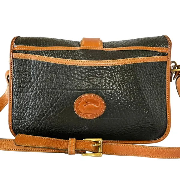 Vintage Dooney & Bourke Black AWL British Tan Leather Equestrian Shoulder Bag - Image 3