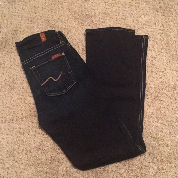7 For All Mankind Kimmie Dark Wash Straight Leg Jeans Minimalist Capsule Denim - Image 3