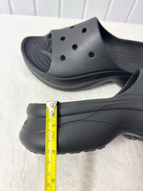 Crocs Classic Bae Slide Black Platform Sandals Slip On Shoes Womens Size‎ 9 NEW - Image 9