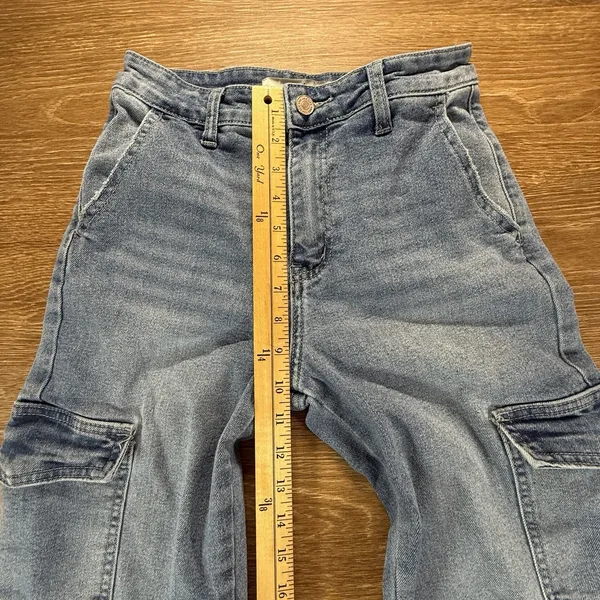 KanCan Estilo Cargo Flare Jeans Women's 23 Blue High Rise Wide Leg Utility Y2K - Image 7