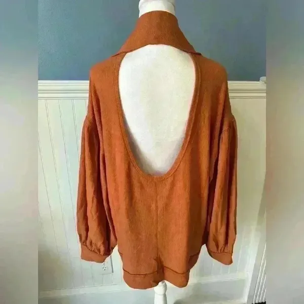 Beautiful We The Free Scoop Back Mock Neck Oversized Sweater~Burnt Orange ~NWOT! - Image 2