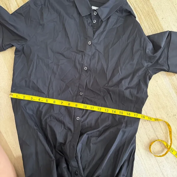 Woolrich black 100% cotton tied-waist poplin shirt dress NEW - Image 8