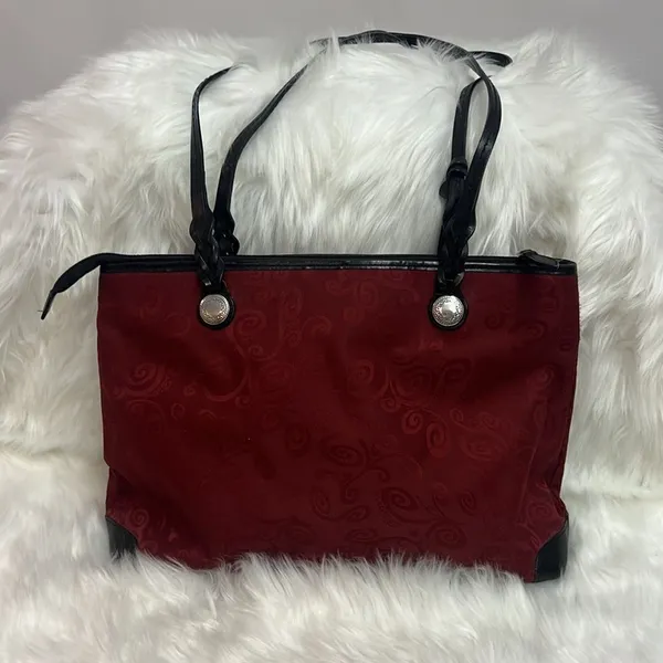 Brighton Mevelyn Red‎ Canvas Tote with Leather Trim B30 - Image 5