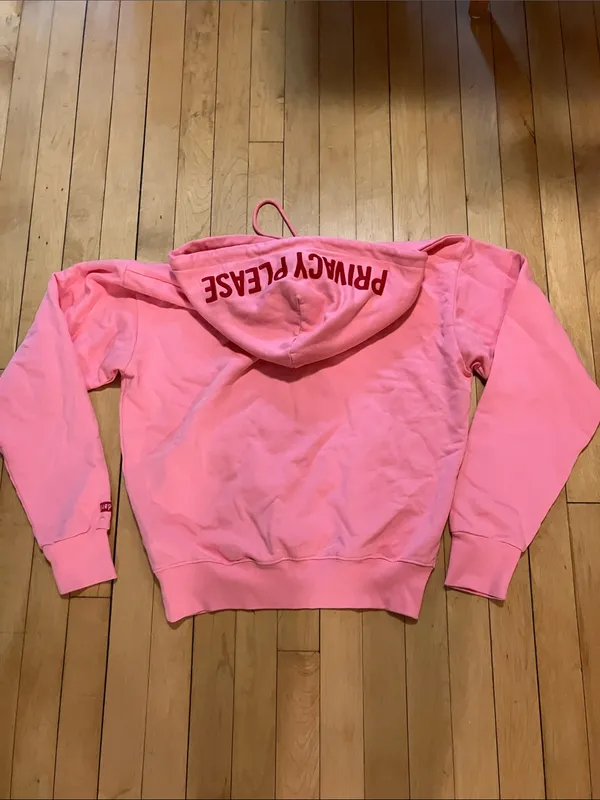 The Standard Label Pink Privacy Please Red Statement Hoodie Sweatshirt Size XS - Image 2