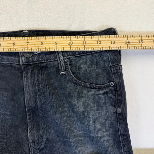 MOTHER Stunner Zip‎ Ankle Step Fray Jeans All I Want Faded Black Skinny Size 26 - Image 5