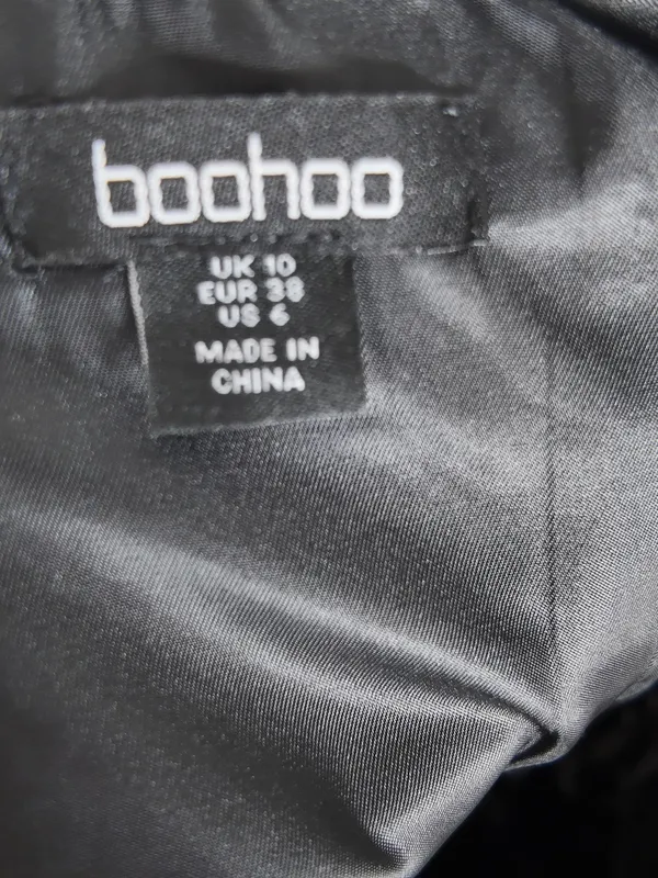Boohoo Bandeau Satin A-Line Mini Dress Black Size 6 - Image 4