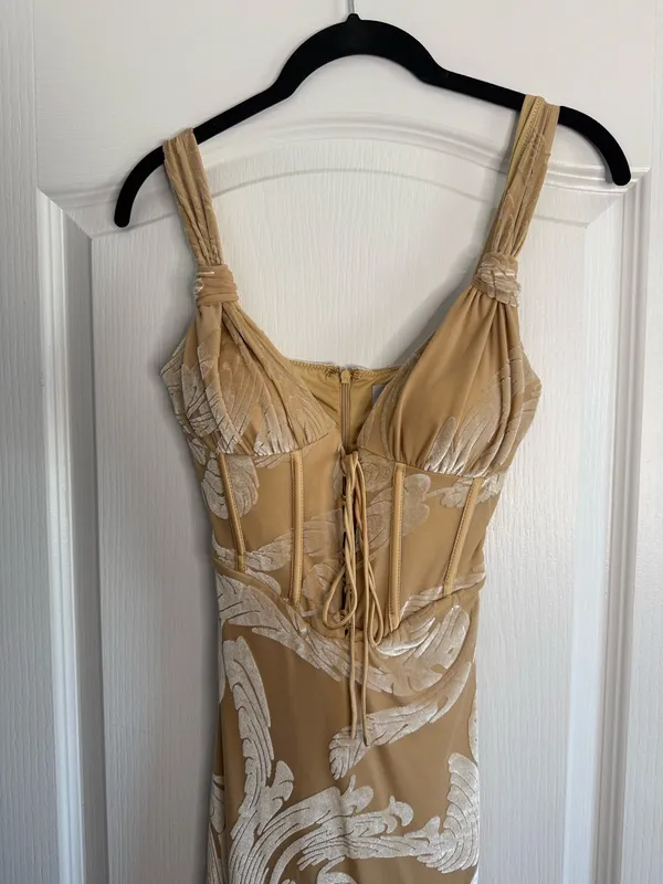 Oh Polly Tan & White Mini Dress Size 2 - Image 6