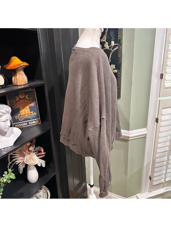 VISUS Brown Waffle Knit Pullover Sweatshirt Top – Size XS/S – Ethically Made - Image 6