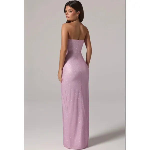 Oh Polly La Rochette Embellished Bandeau Cowl-Waist Maxi Dress Lavender Size 0 - Image 2
