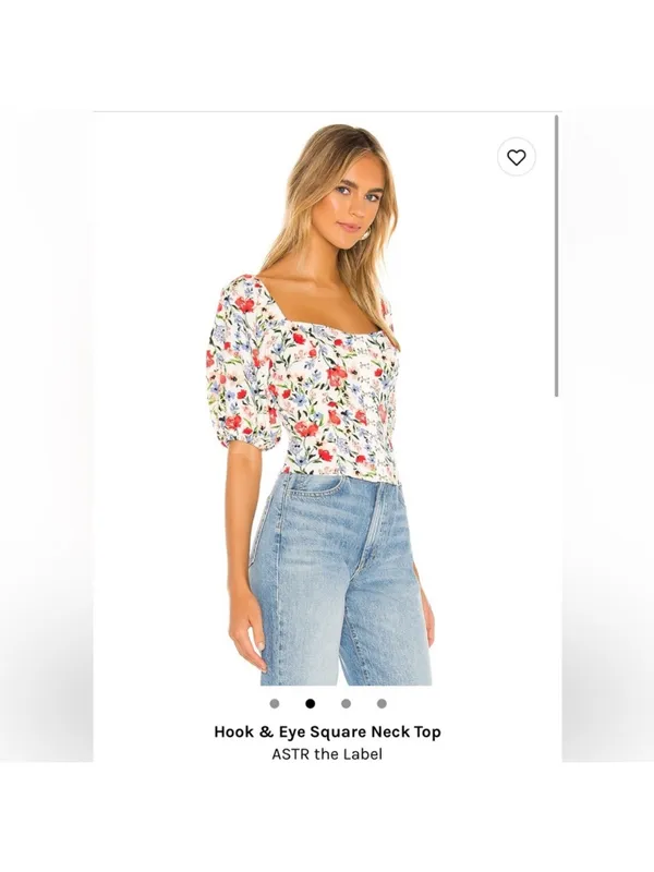 ASTR the Label Hook & Eye Square Neck Top in Red Multi - Image 2