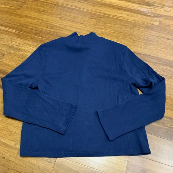 Ann Taylor Weekend Mock Neck‎ Top Womens Medium Ruffle Trim Long Sleeve Pullover - Image 3