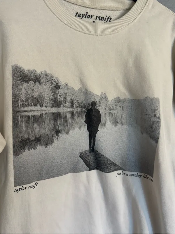 Official 2020 Taylor Swift “Cowboy Like Me” evermore Crewneck Sweatshirt - Image 2