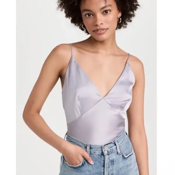 REFORMATION‎ Mickey Satin Top Lavender Size Medium - Image 2