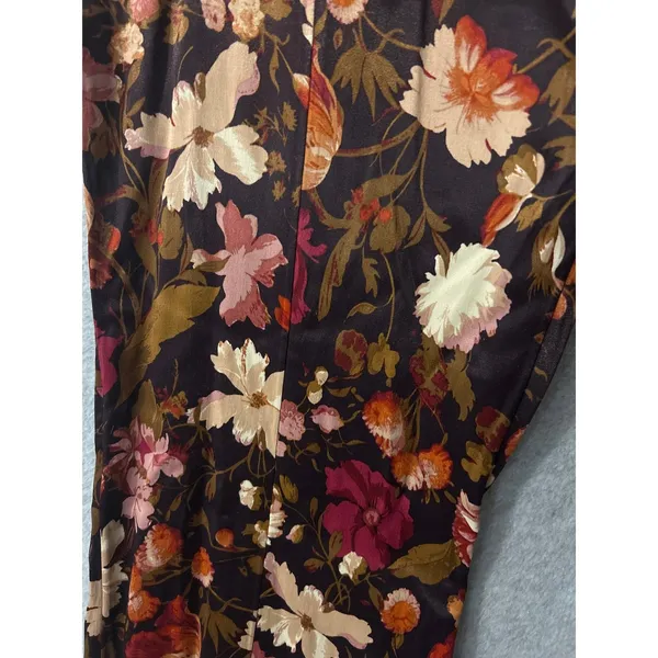 By Anthropologie Floral Flare Pants Womens‎ 8 NWT High Rise Wide Leg Satin Multi - Image 5