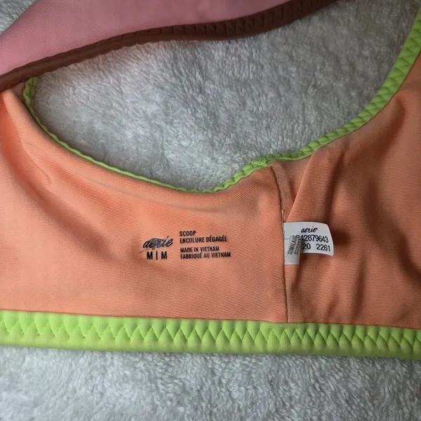 Aerie Swimwear Scoop Triangle Bikini Top Adjustable Hook Closure Peach Medium - Image 3