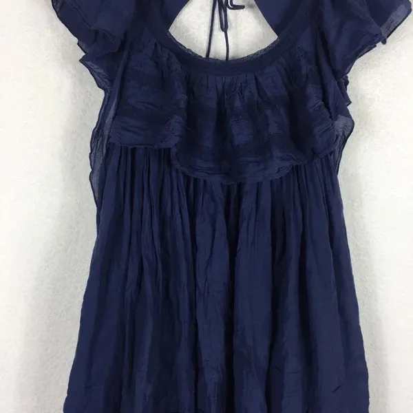 Free People Hailey Blue Oversized Ruffle Gauzy Mini Dress Small - Image 10