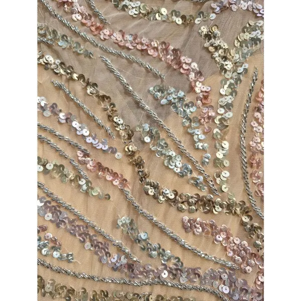 Mac Duggal 5445 Size 14 Beige Beaded Sequined Embellished Long Maxi Gown Dress - Image 10