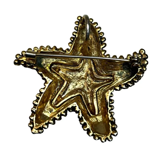 Starfish Gold Tone Chunky Brooch Pin Pendant Beach Tropical Sea Ocean Life - Image 2