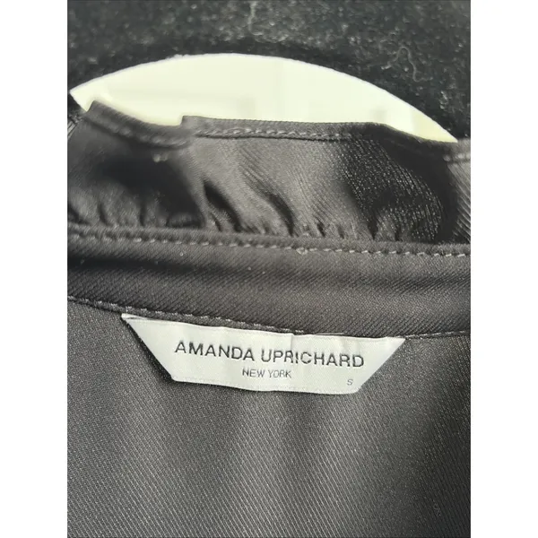 Amanda Uprichard Tiered Mini Dress Womens Size S Black Ruffle Neck Long Sleeve - Image 3