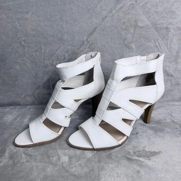 Simply Vera Vera Wang Heels Snakeskin Cage Gladiator Sandals Wedding Sz 9 White - Image 2