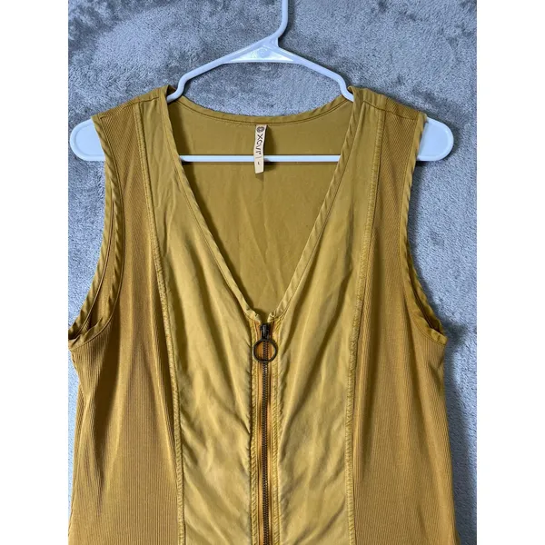 XCVI Melar Dress Mustard Yellow Zip Front Utility Lagenlook Midi Boho Pockets L - Image 2