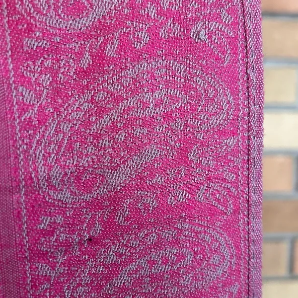 Cashmere Boho Pink Paisley Printed Scarf Wrap Shawl Fringe 70x23” READ - Image 5